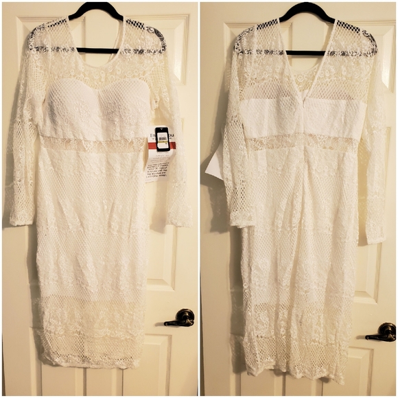 GUESS white lace midi dress - Picture 1 of 7